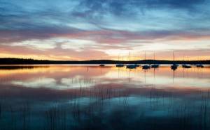 Обои пейзаж на озере Масабеси на закате в Нью-Гэмпшире на рабочий стол