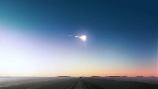 метеорит в небе горизонт закат явление обои для рабочего стола