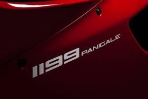 Обои надпись 1199 Panigale на красной краске Ducati на рабочий стол