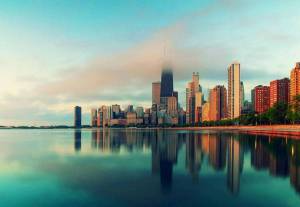 Обои Чикаго Иллинойс город возле воды небоскребы на рабочий стол