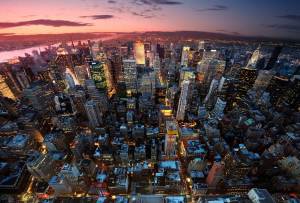 Обои панорама вечернего города Нью-Йорк на рабочий стол