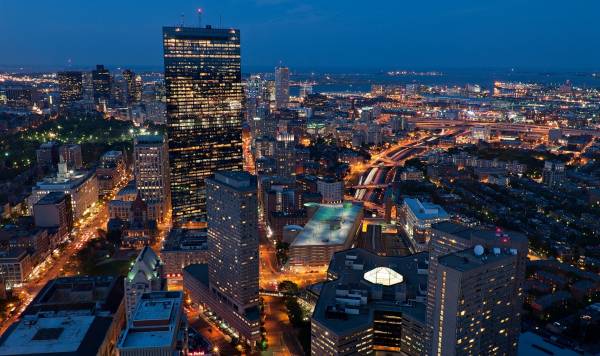 Ночной Boston город штата Massachusetts США обои для рабочего стола