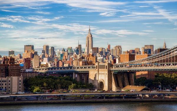 Бруклинский мост Нью-Йорк Манхэттен обои для рабочего стола