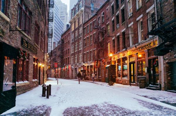 улица в снегу, город New York, Манхэттен, зима обои для рабочего стола
