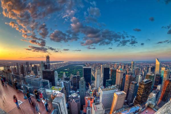 красивая панорама Нью-Йорка, закат, высота, здания обои для рабочего стола