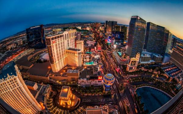 Las Vegas Nevada, вечер, город с высоты, панорама обои для рабочего стола