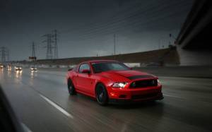 Обои красный Ford Mustang RTR, скорость, движение на рабочий стол