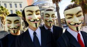Обои парни из Anonymous в масках Гая Фокса Vendetta на рабочий стол