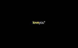 Обои желто белая надпись Love You на черном фоне на рабочий стол