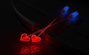 Обои две стрелы с красными сердцами на рабочий стол