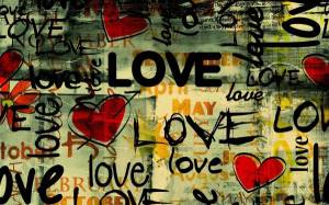 Обои слова любви love с сердцами на рабочий стол