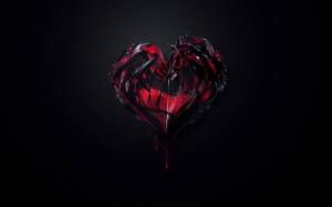Обои чернеющие страшное сердце истекает красной краской на рабочий стол