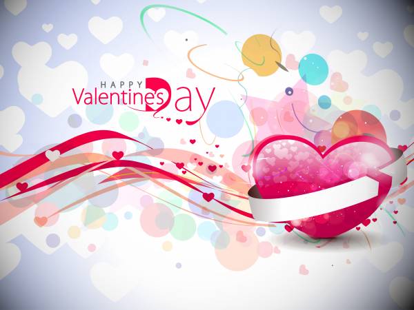 рисунок сердца с надписью С Днем Святого Валентина обои для рабочего стола