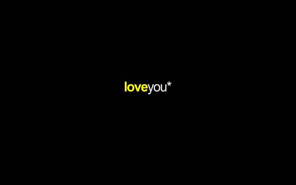 желто белая надпись Love You на черном фоне обои для рабочего стола