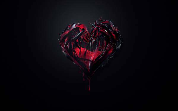 чернеющие страшное сердце истекает красной краской обои для рабочего стола