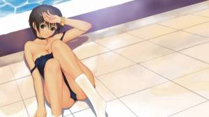 Обои девушка аниме сидит на полу на рабочий стол