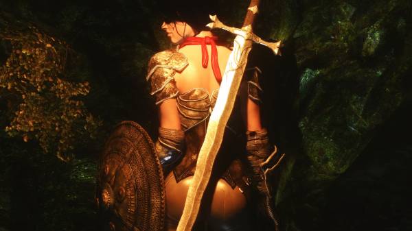 The Elder Scrolls V: Skyrim, девушка воин меч щит обои для рабочего стола
