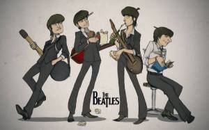 Обои Битлз, The Beatles, группа, музыканты, карикатура на рабочий стол