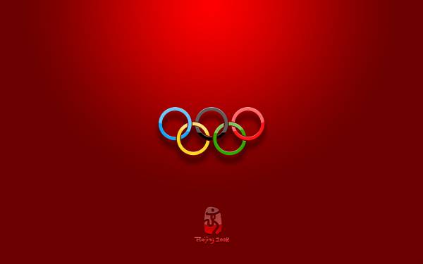 олимпийские кольца эмблема на красном фоне обои для рабочего стола