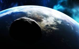 Обои астероид летит на планету земля фото в космосе на рабочий стол