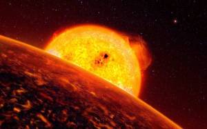 Обои планета на фоне солнца и звезд в космосе на рабочий стол