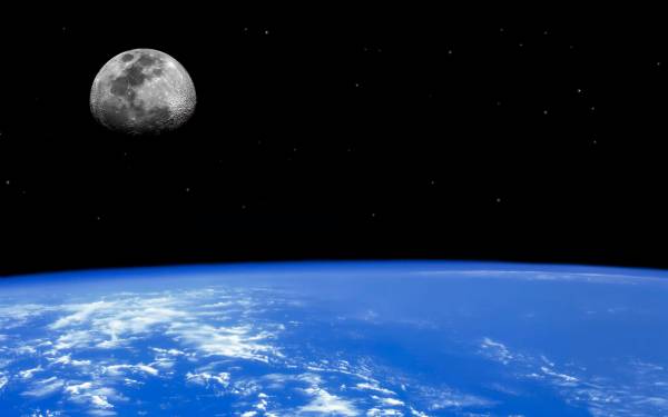 Луна, космос, поверхность планеты Земля обои для рабочего стола