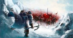 Обои схватка викинга с армией на лошадях на рабочий стол