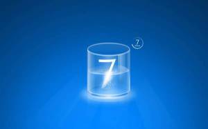 Обои семерка в стакане, windows 7, голубой фон, красиво на рабочий стол