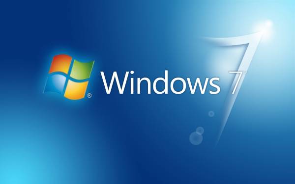 логотип Microsoft Win7 на синем фоне обои для рабочего стола