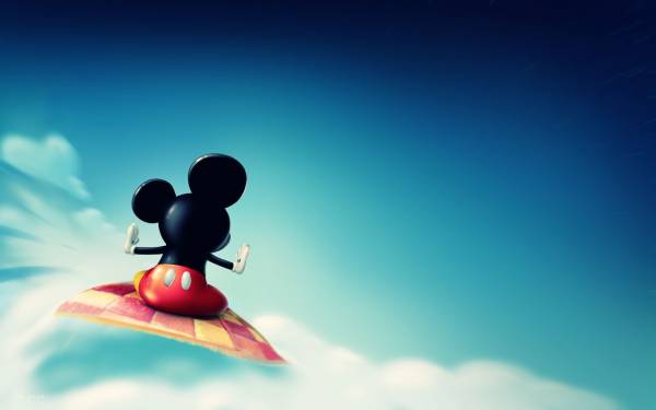 Mickey Mouse (Микки Маус) летит на ковре самолеты обои для рабочего стола