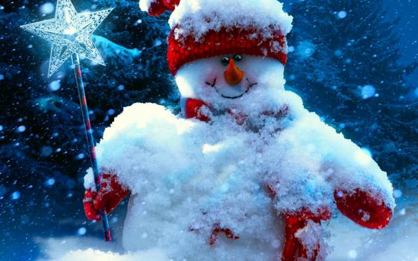 Снеговик, зима, снег, новый год, рождество обои для рабочего стола