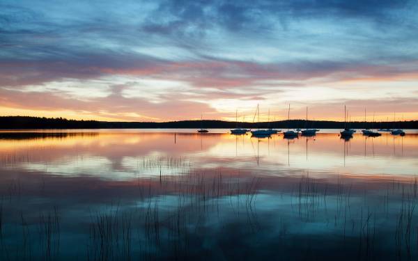 пейзаж на озере Масабеси на закате в Нью-Гэмпшире обои для рабочего стола