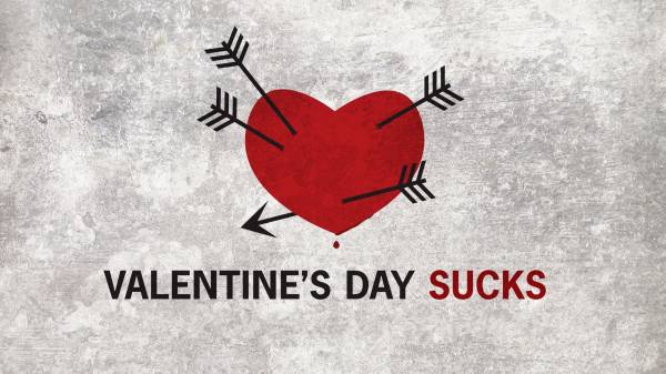 сердце с четырьмя стрелами День св Валентина Sucks обои для рабочего стола