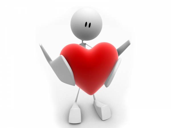 робот с красным сердцем в руках обои для рабочего стола