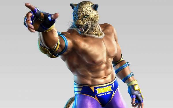 King в маске ягуара из Tekken указывает пальцем обои для рабочего стола